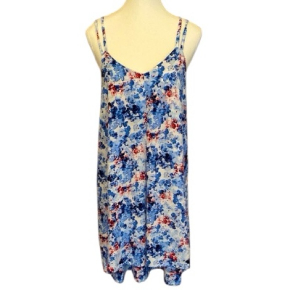 Crown & Ivy Blue Floral‎ Slip Dress Medium Spaghetti Strap Summer